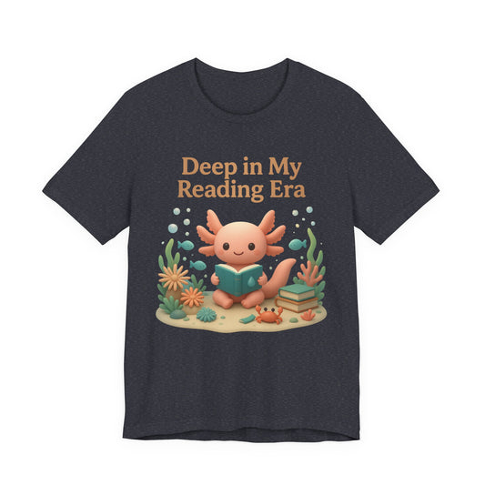 Axolotl "Deep in My Reading Era" 3D Art Graphic T-Shirt