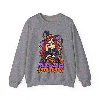 Witchy Crewneck Sweatshirt — "Turns Exes Into Toads" Halloween Graphic