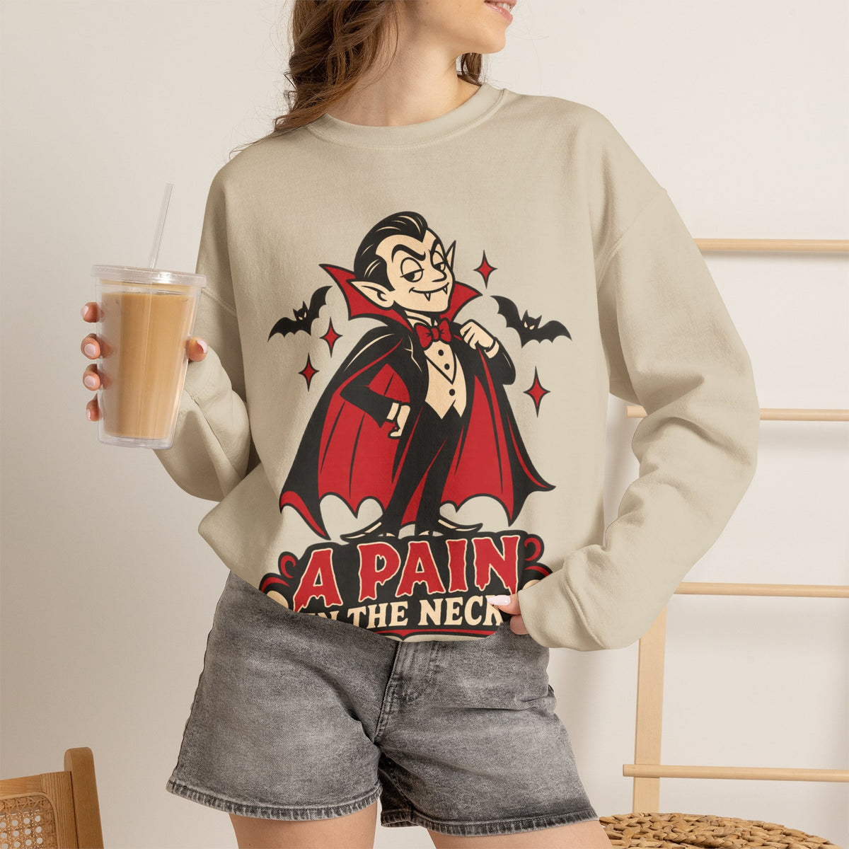 'A Pain in the Neck' Vampire Crewneck Sweatshirt