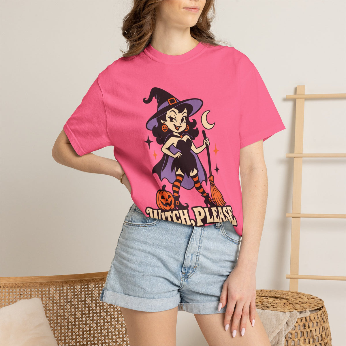 Witch, Please Retro Witch Halloween Graphic T-Shirt