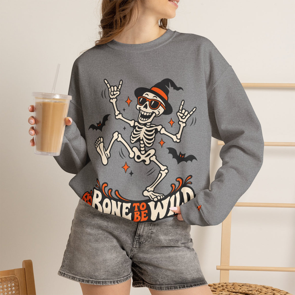 Bone to Be Wild Skeleton Crewneck Sweatshirt