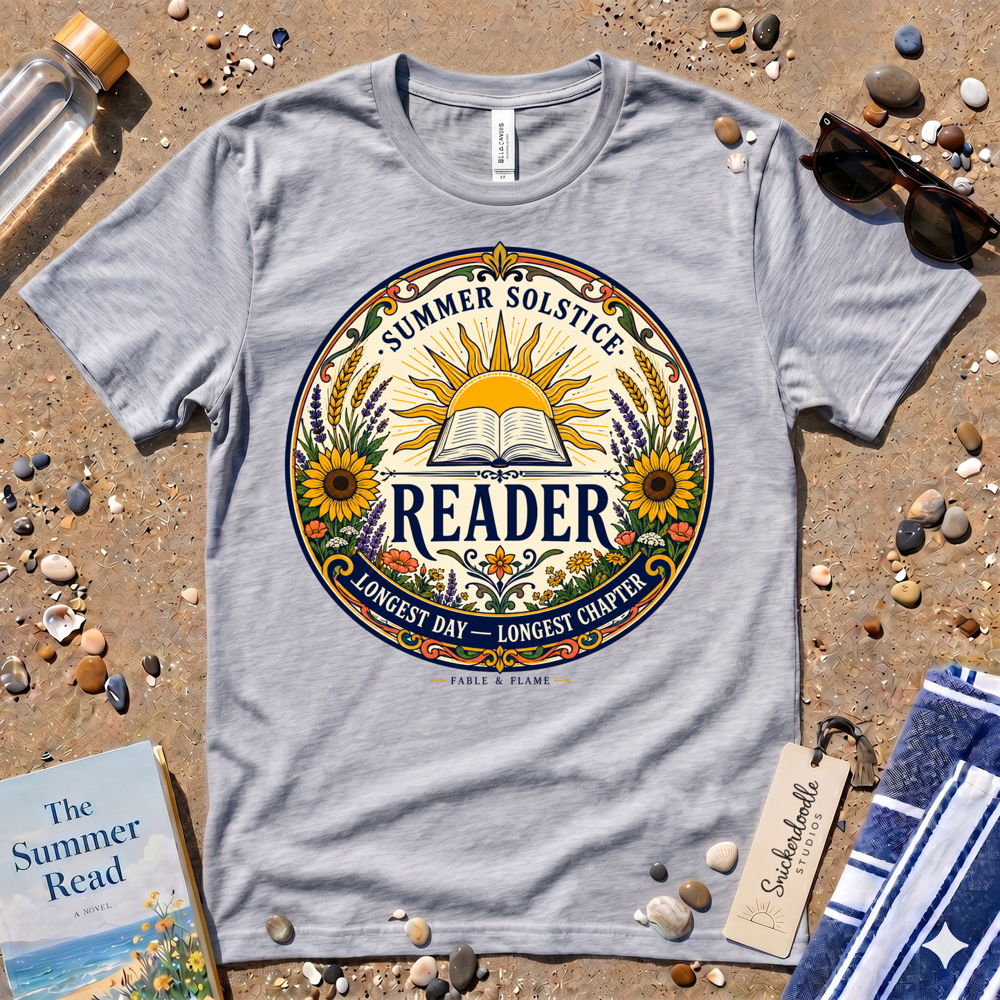 Summer Solstice Reader Wildflowers Graphic T‑Shirt