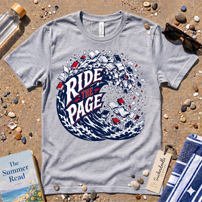 Ride the Page Literary Surf Wave Graphic Tee