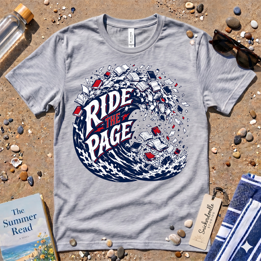 Ride the Page Literary Surf Wave Graphic Tee