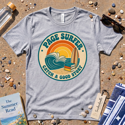 Retro Page Surfer: Catch a Good Story Graphic T-Shirt