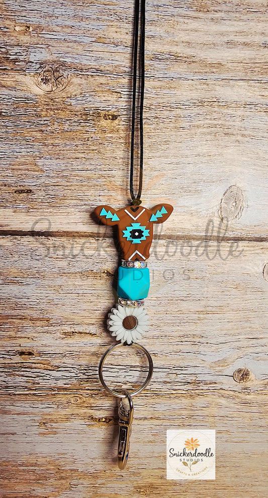Aztec Cow Lanyard