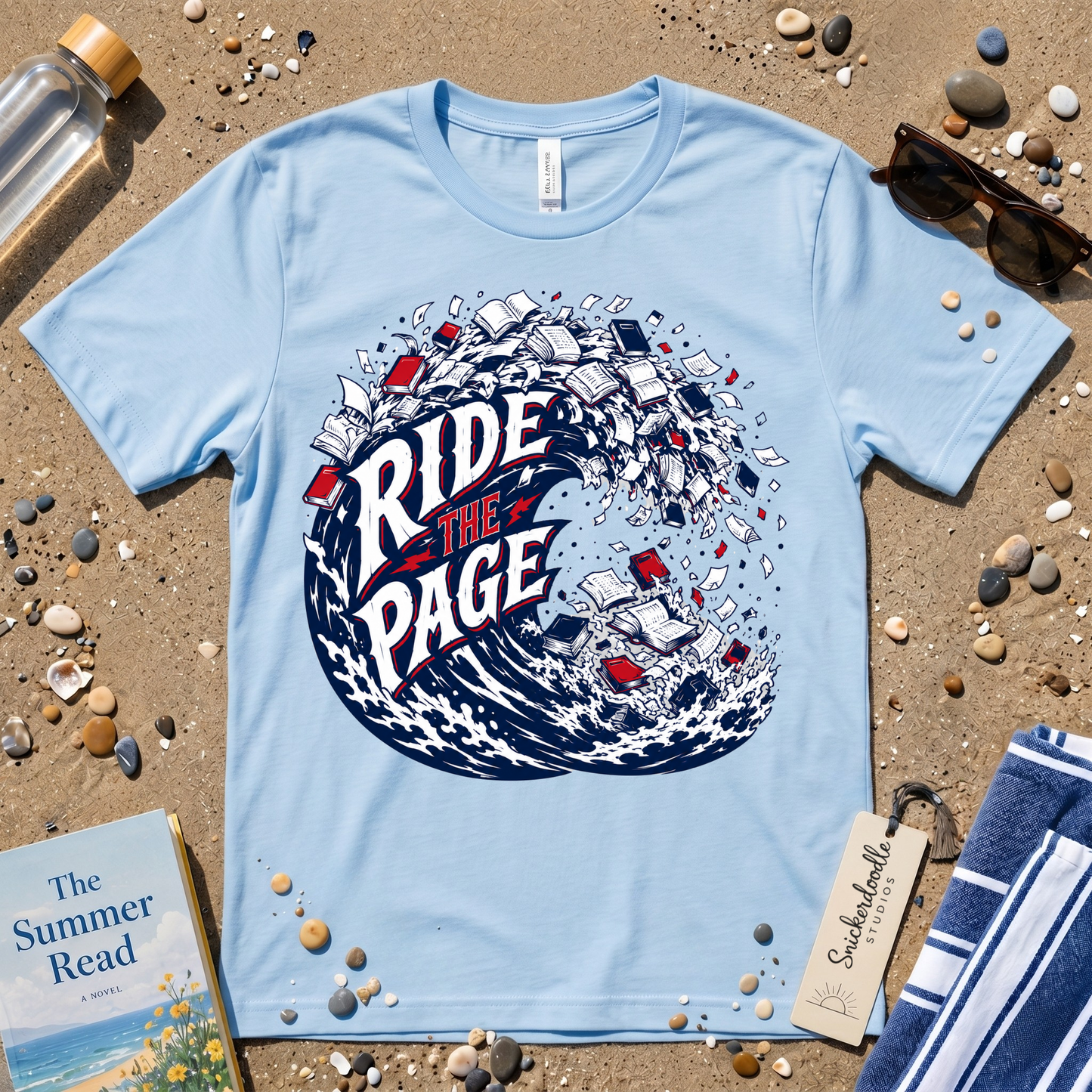 Ride the Page Literary Surf Wave Graphic Tee