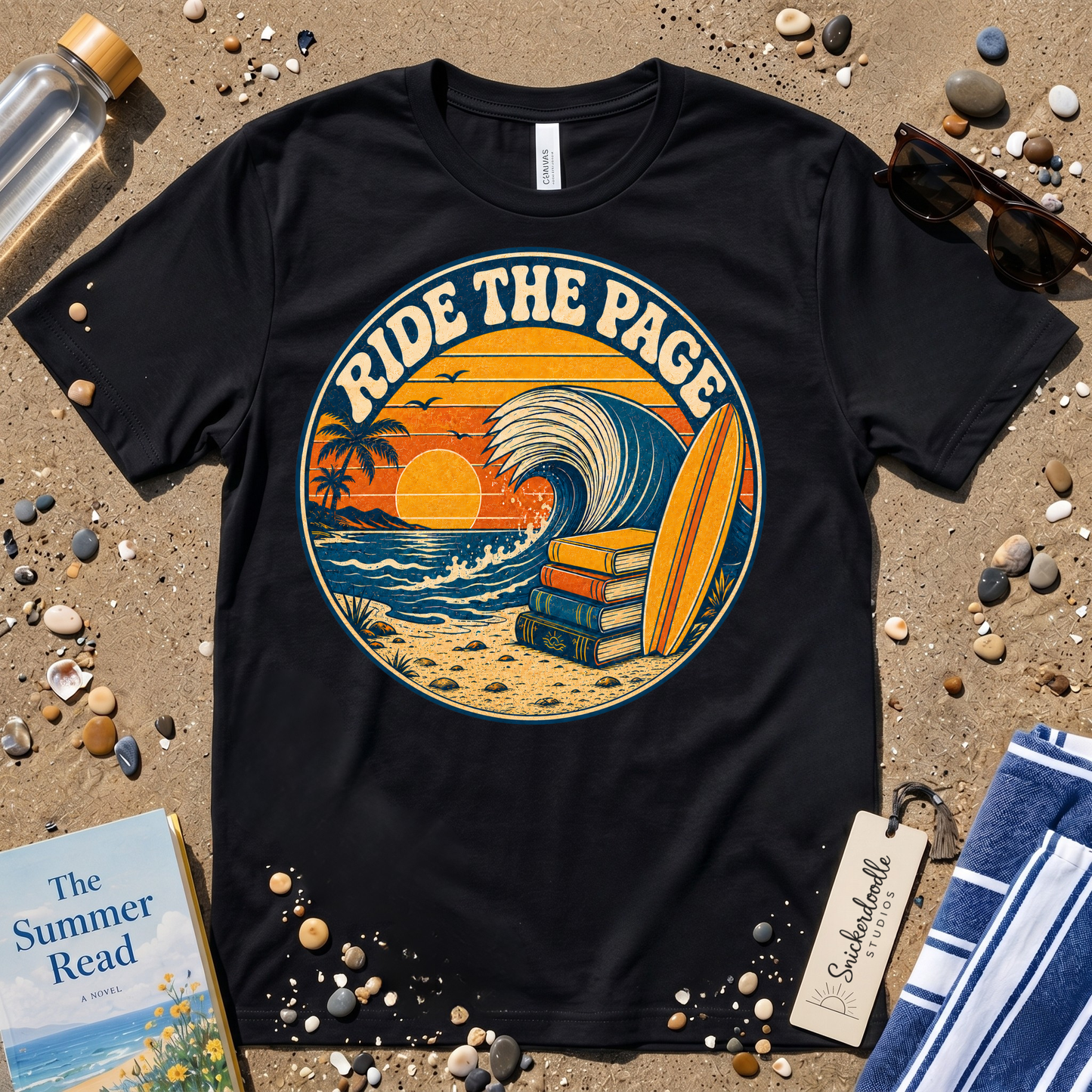 Retro Page Surfer: Catch a Good Story Graphic T-Shirt