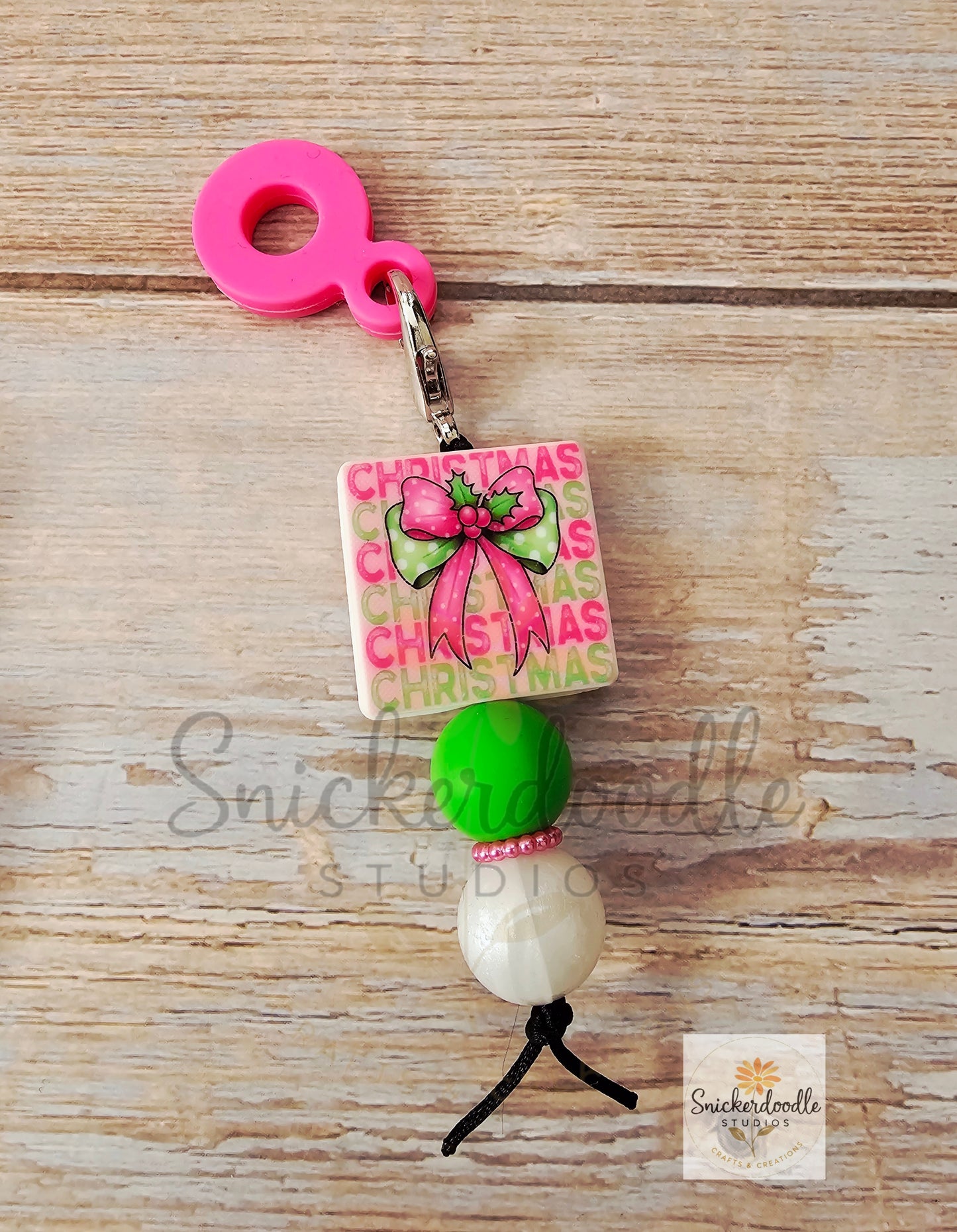 Christmas Holly Bow Straw Charm
