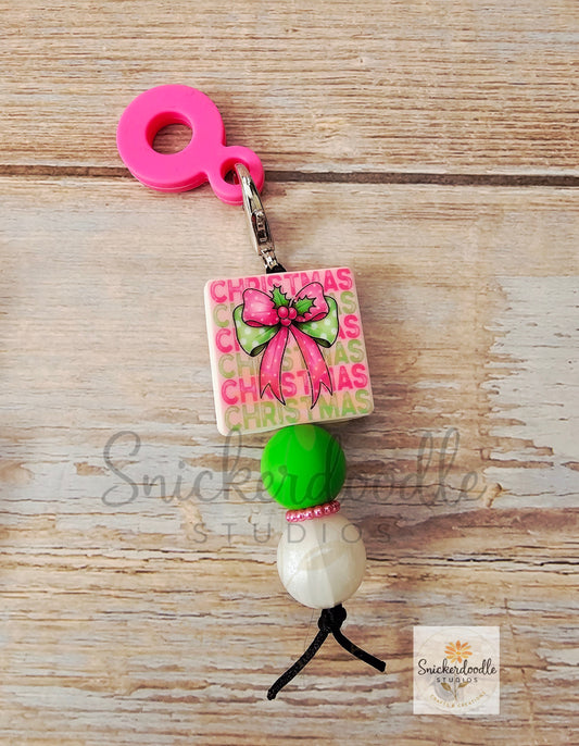 Christmas Holly Bow Straw Charm