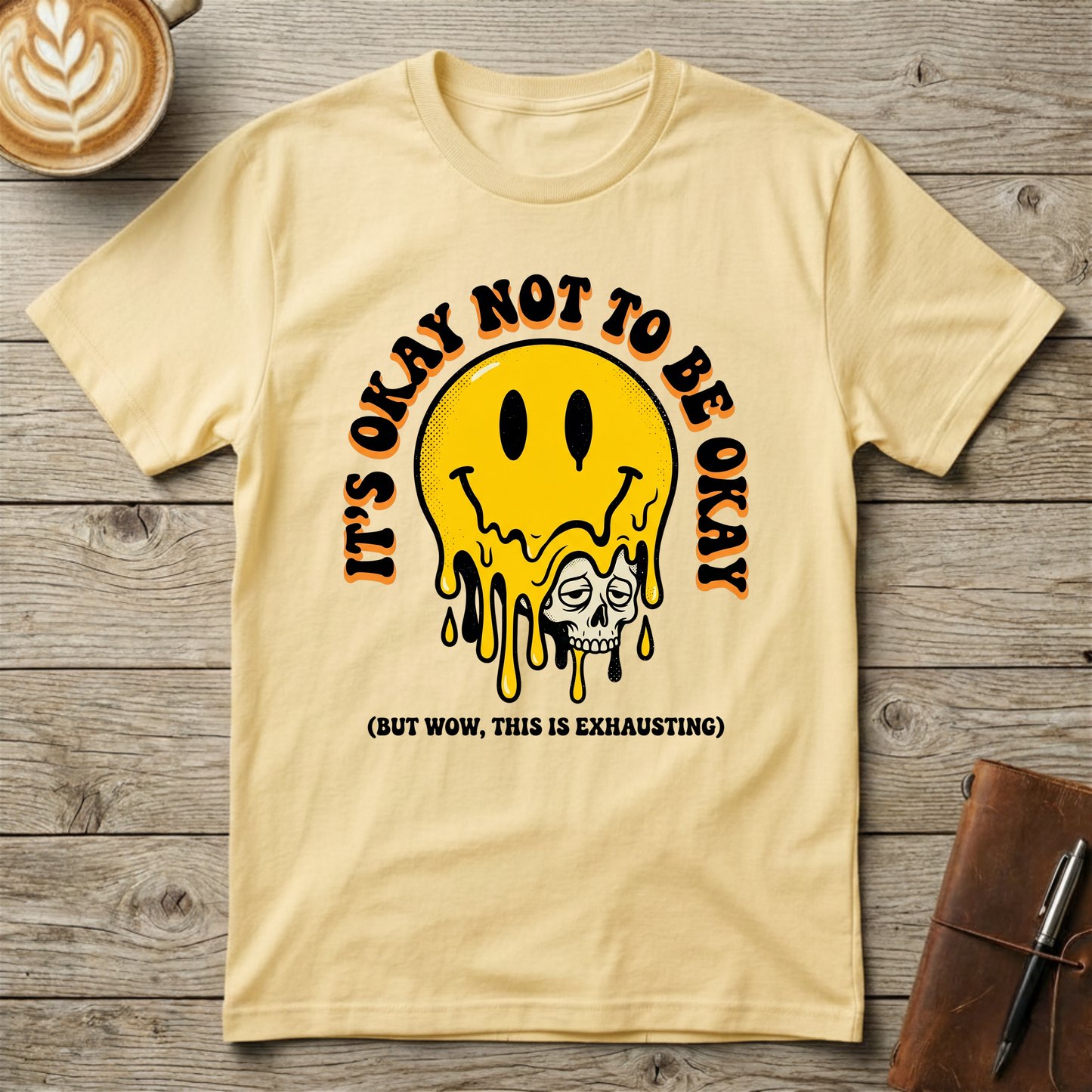 Melting Smiley "It's Okay Not To Be Okay" Graphic T-Shirt