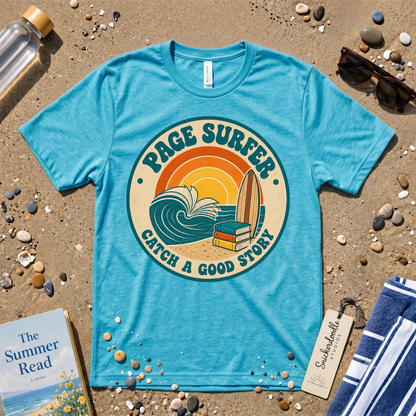 Retro Page Surfer: Catch a Good Story Graphic T-Shirt