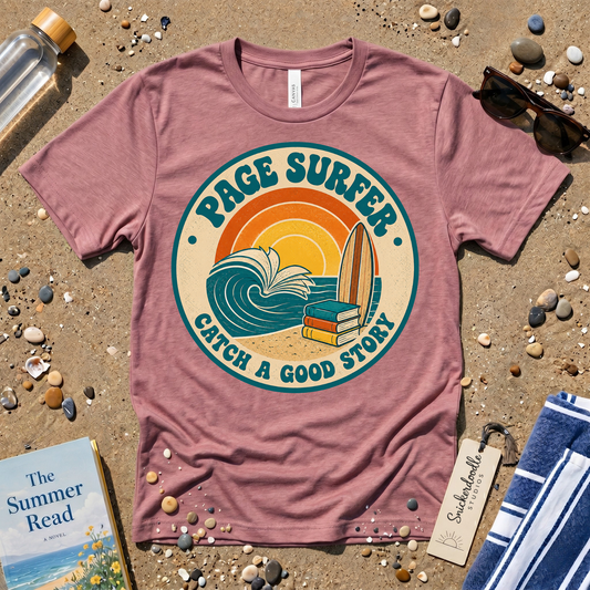 Retro Page Surfer: Catch a Good Story Graphic T-Shirt