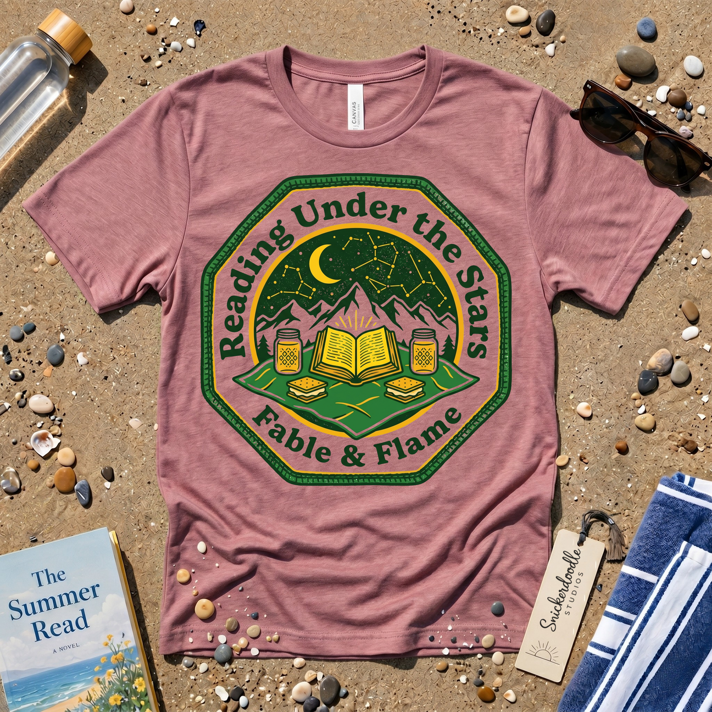 Reading Under the Stars Badge Graphic T-Shirt
