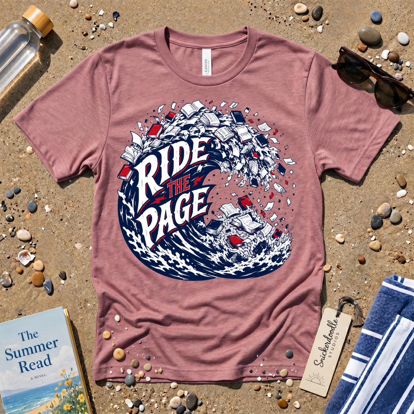Ride the Page Literary Surf Wave Graphic Tee