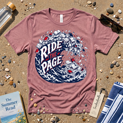 Ride the Page Literary Surf Wave Graphic Tee