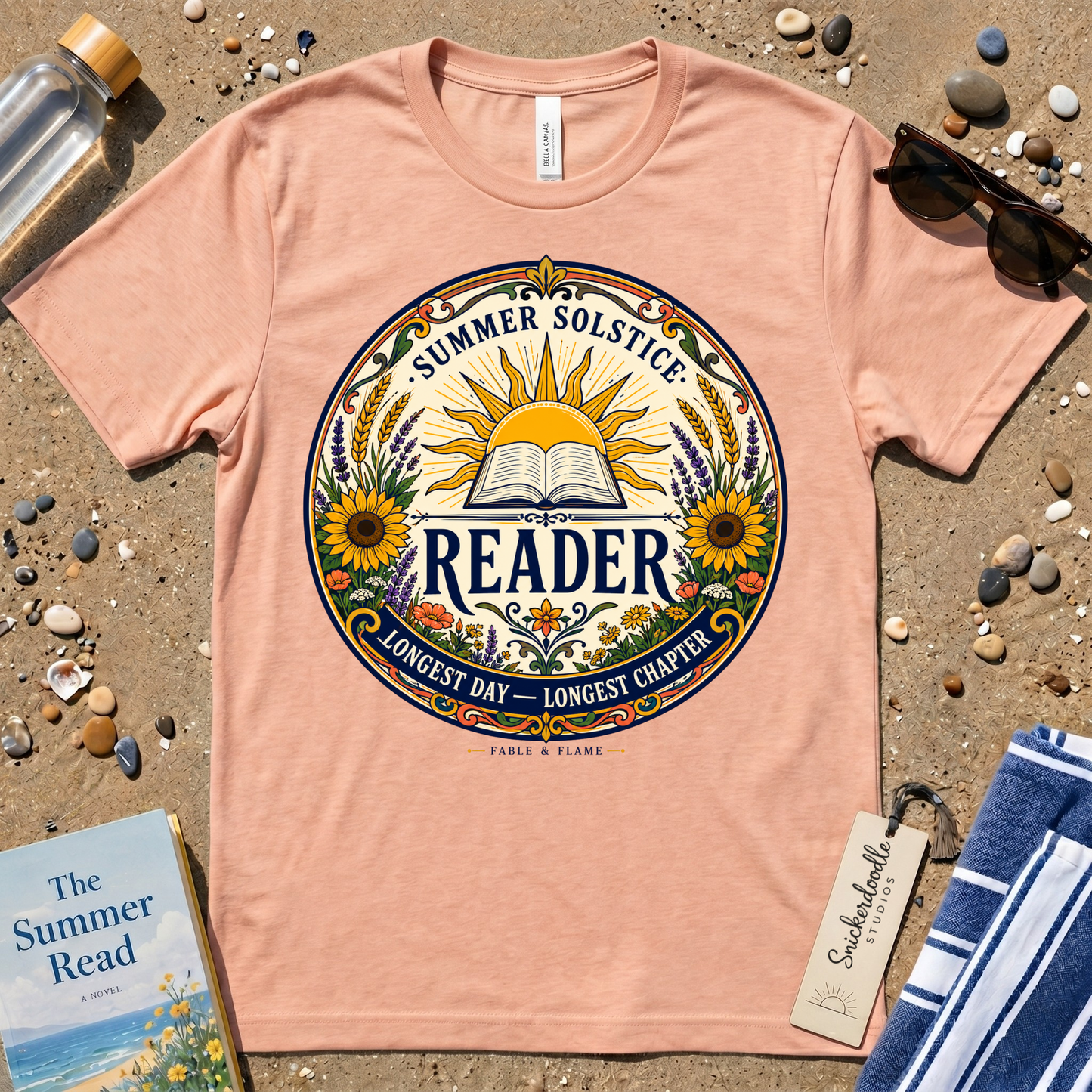Summer Solstice Reader Wildflowers Graphic T‑Shirt