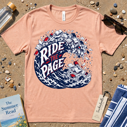 Ride the Page Literary Surf Wave Graphic Tee