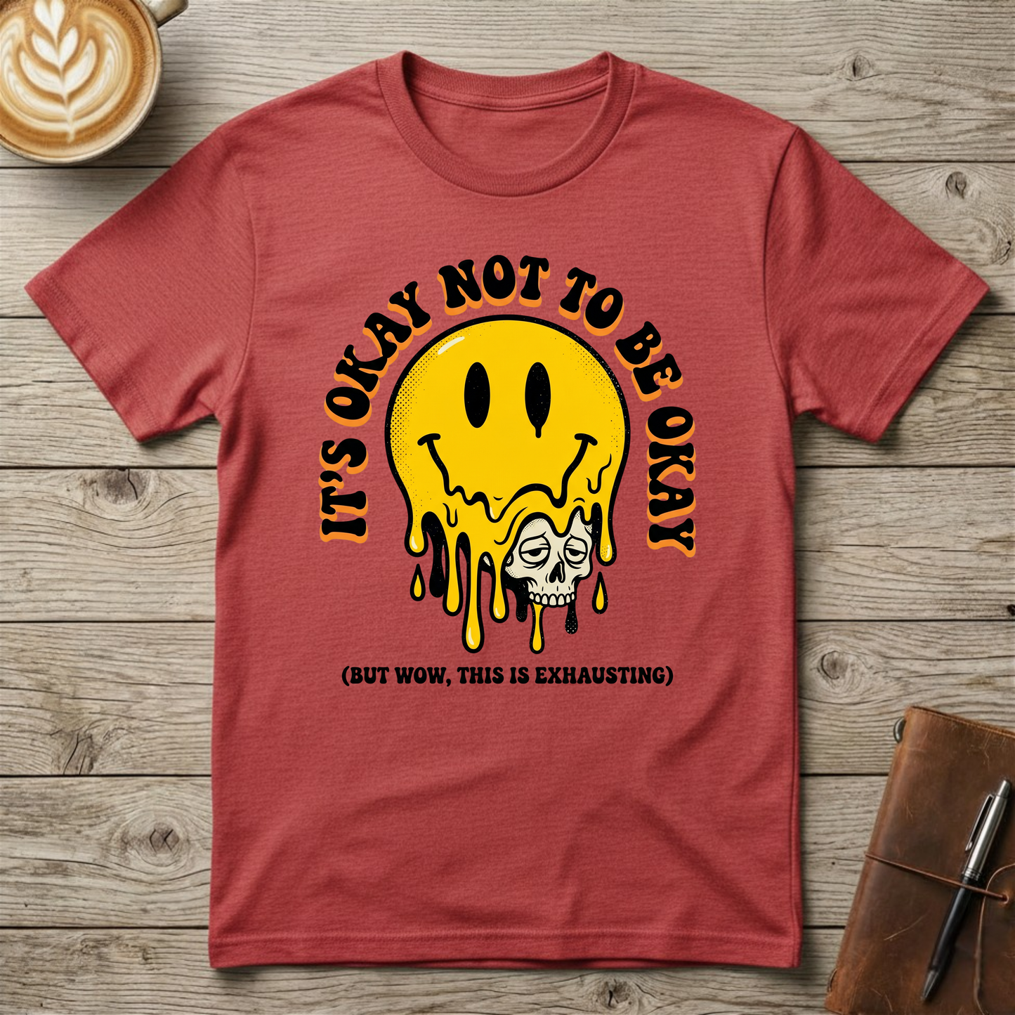 Melting Smiley "It's Okay Not To Be Okay" Graphic T-Shirt