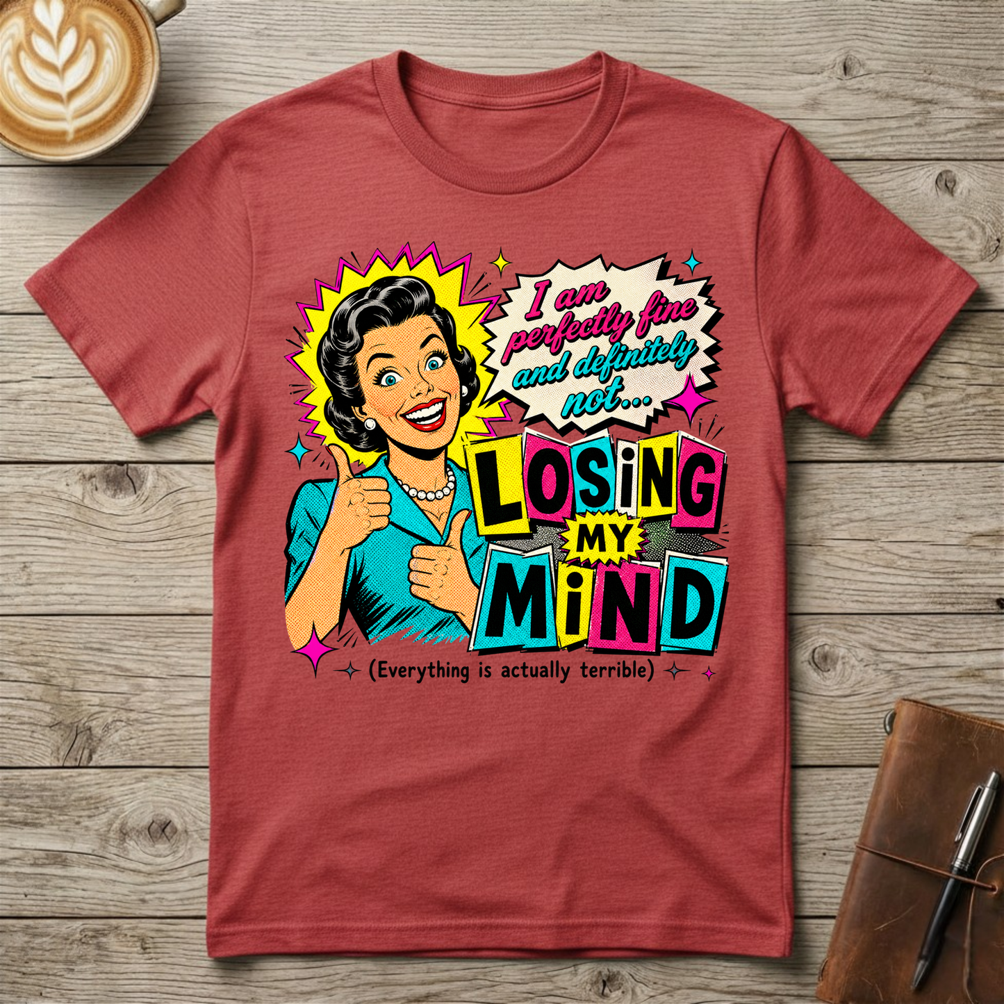 Losing My Mind Retro Pop Art Graphic T‑Shirt