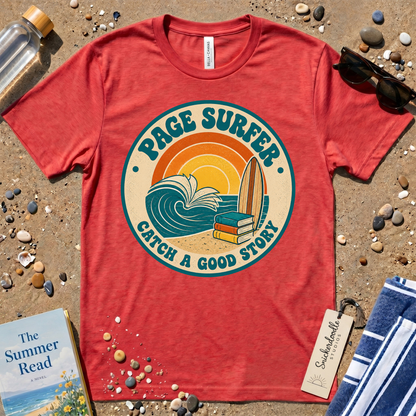 Retro Page Surfer: Catch a Good Story Graphic T-Shirt