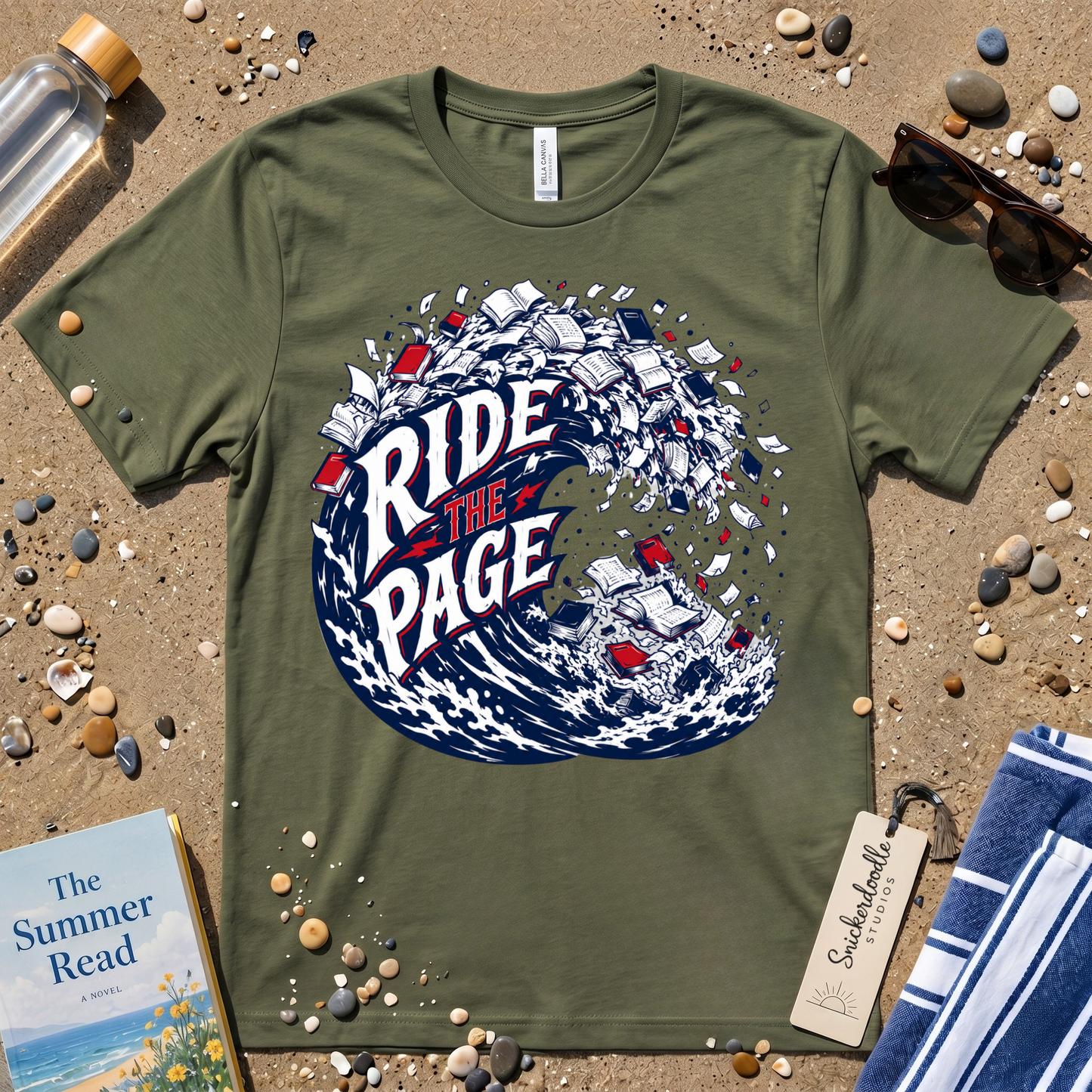 Ride the Page Literary Surf Wave Graphic Tee