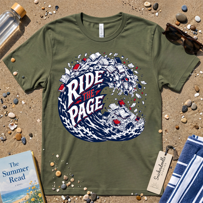 Ride the Page Literary Surf Wave Graphic Tee