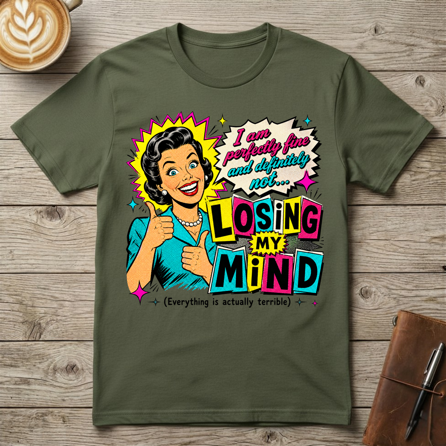 Losing My Mind Retro Pop Art Graphic T‑Shirt