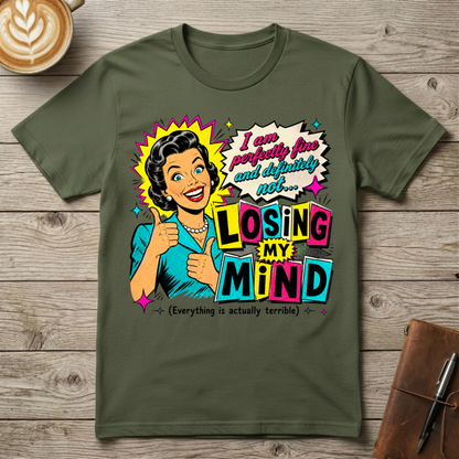 Losing My Mind Retro Pop Art Graphic T‑Shirt