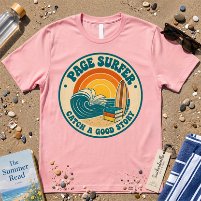 Retro Page Surfer: Catch a Good Story Graphic T-Shirt