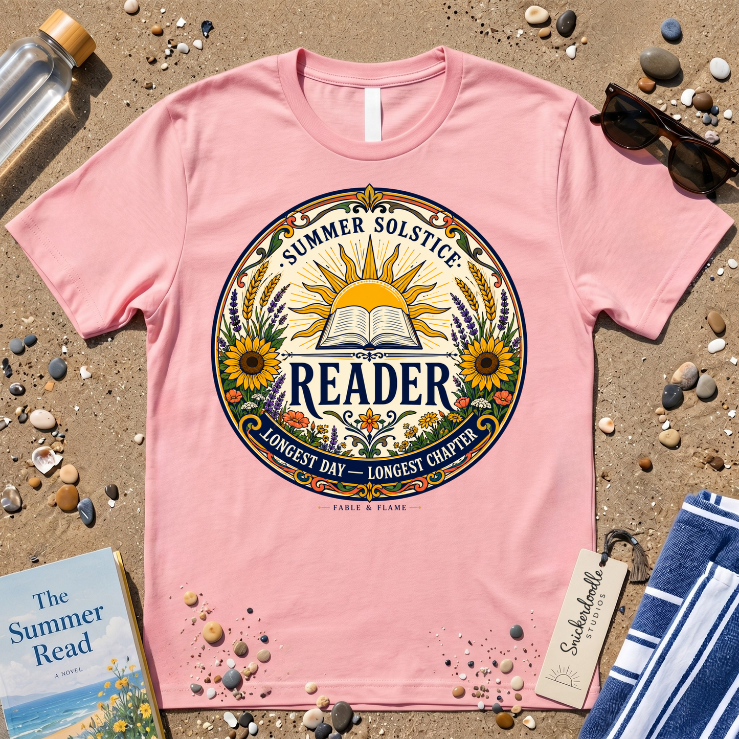 Summer Solstice Reader Wildflowers Graphic T‑Shirt