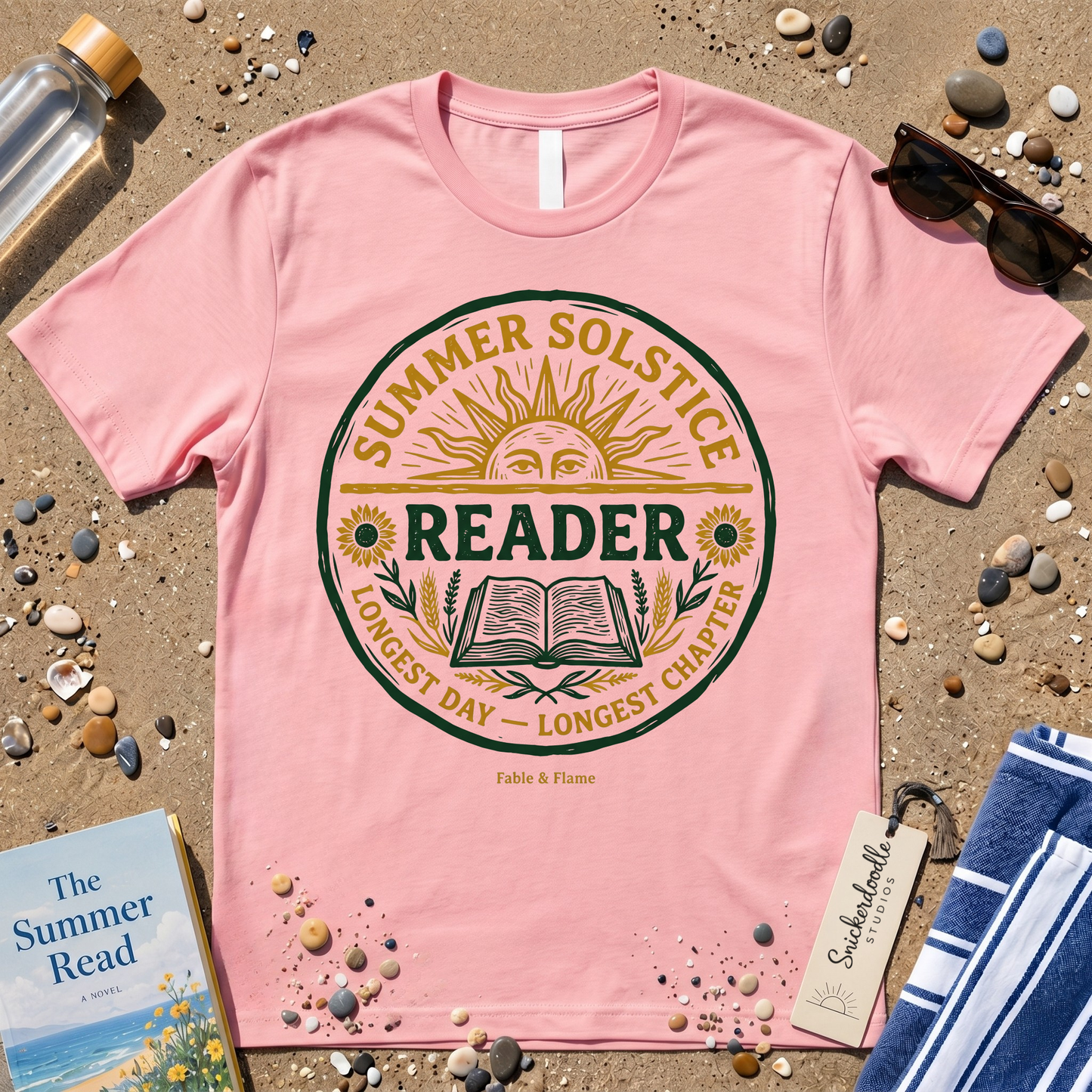 Rustic Summer Solstice Reader Graphic T‑Shirt