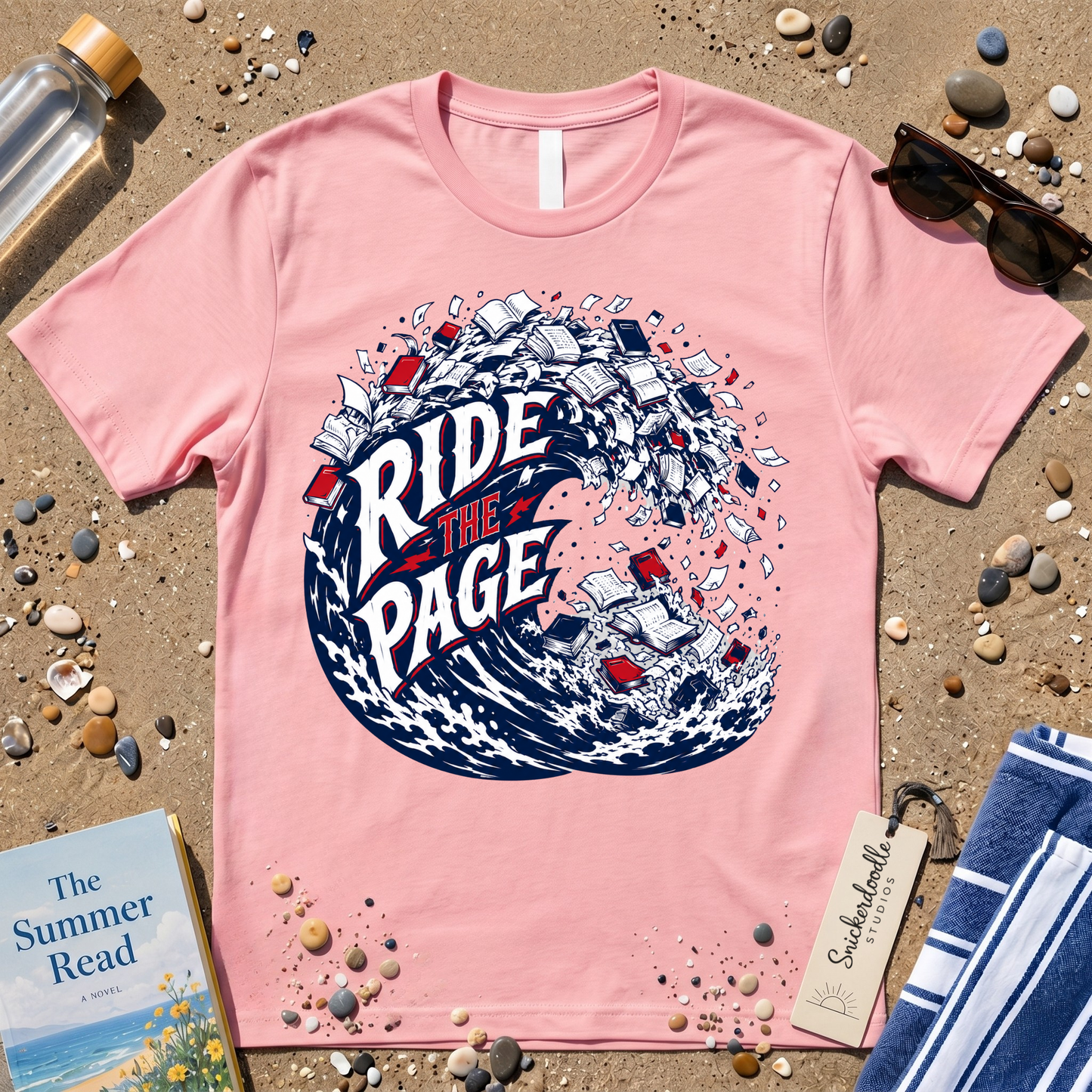 Ride the Page Literary Surf Wave Graphic Tee