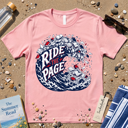 Ride the Page Literary Surf Wave Graphic Tee