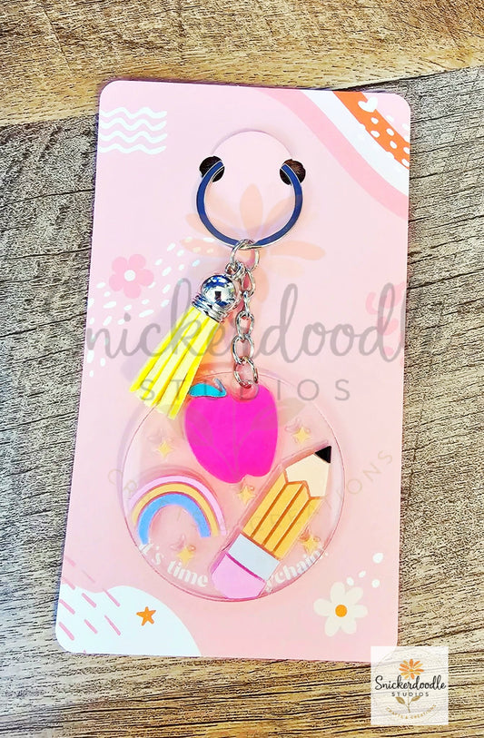 Rainbows & Pencils Acrylic Keychain