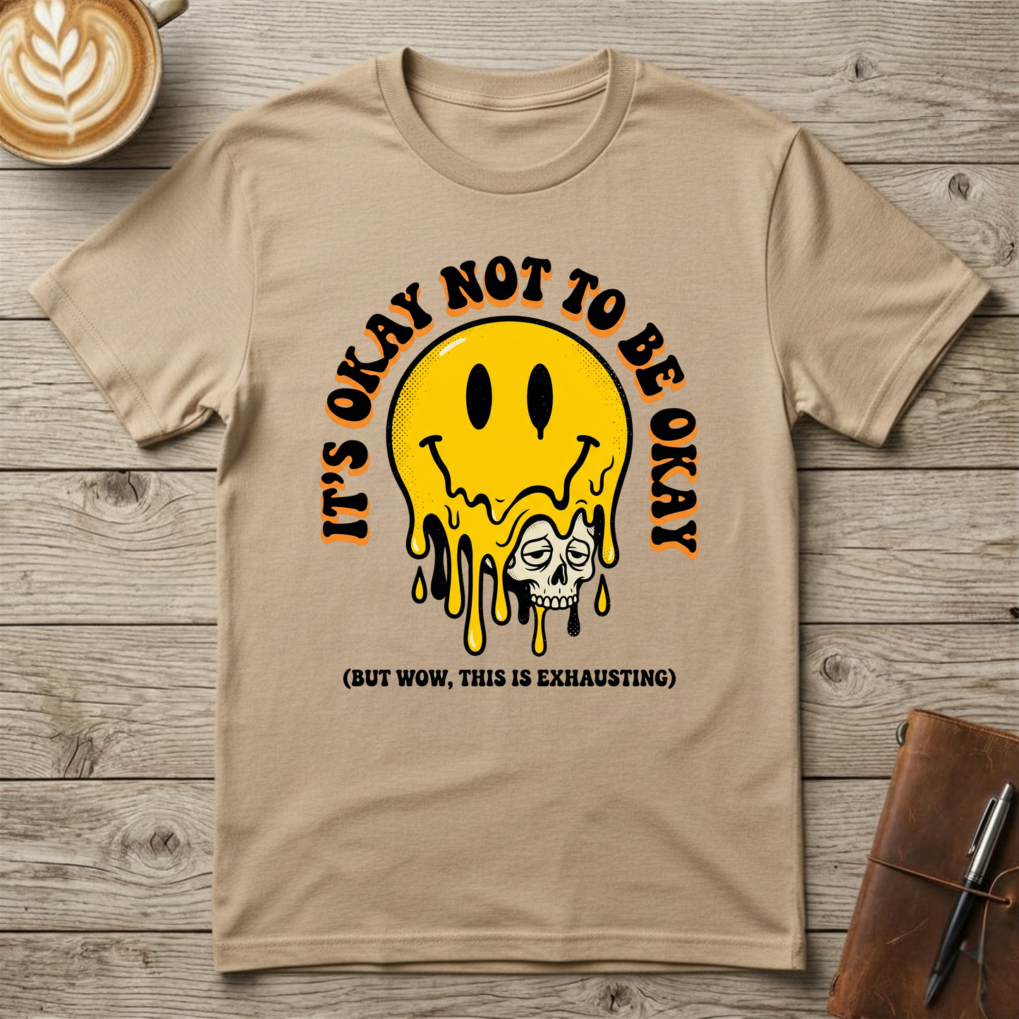 Melting Smiley "It's Okay Not To Be Okay" Graphic T-Shirt