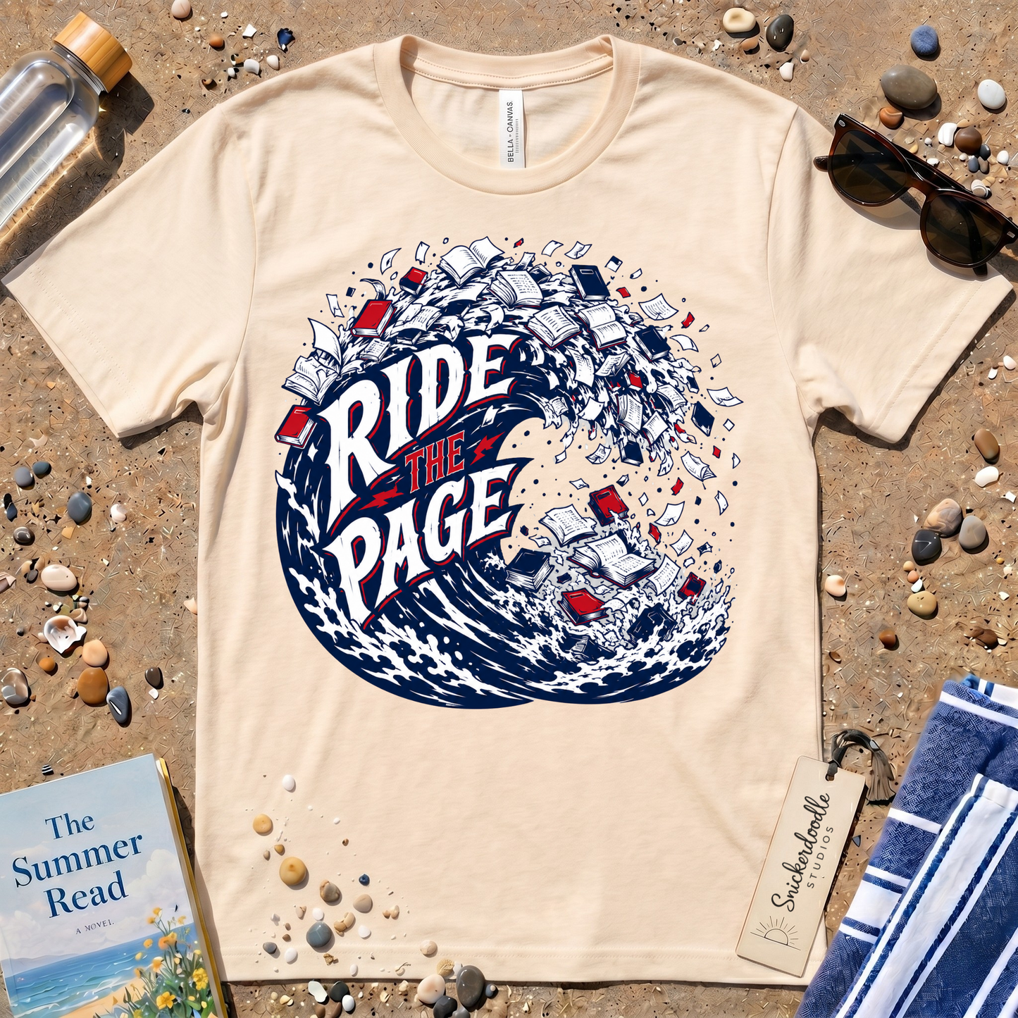 Ride the Page Literary Surf Wave Graphic Tee