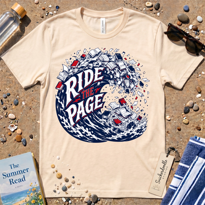 Ride the Page Literary Surf Wave Graphic Tee
