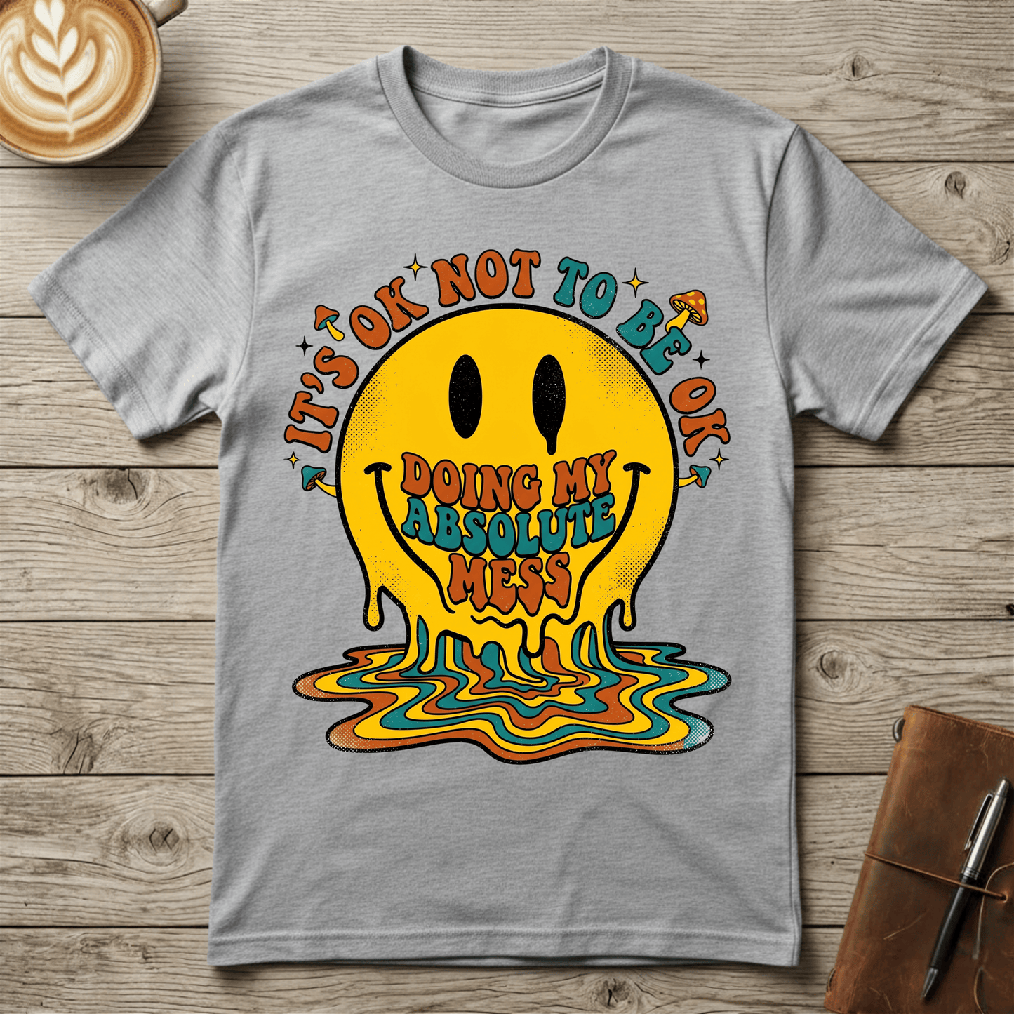 Melting Mess Smiley Graphic T-Shirt