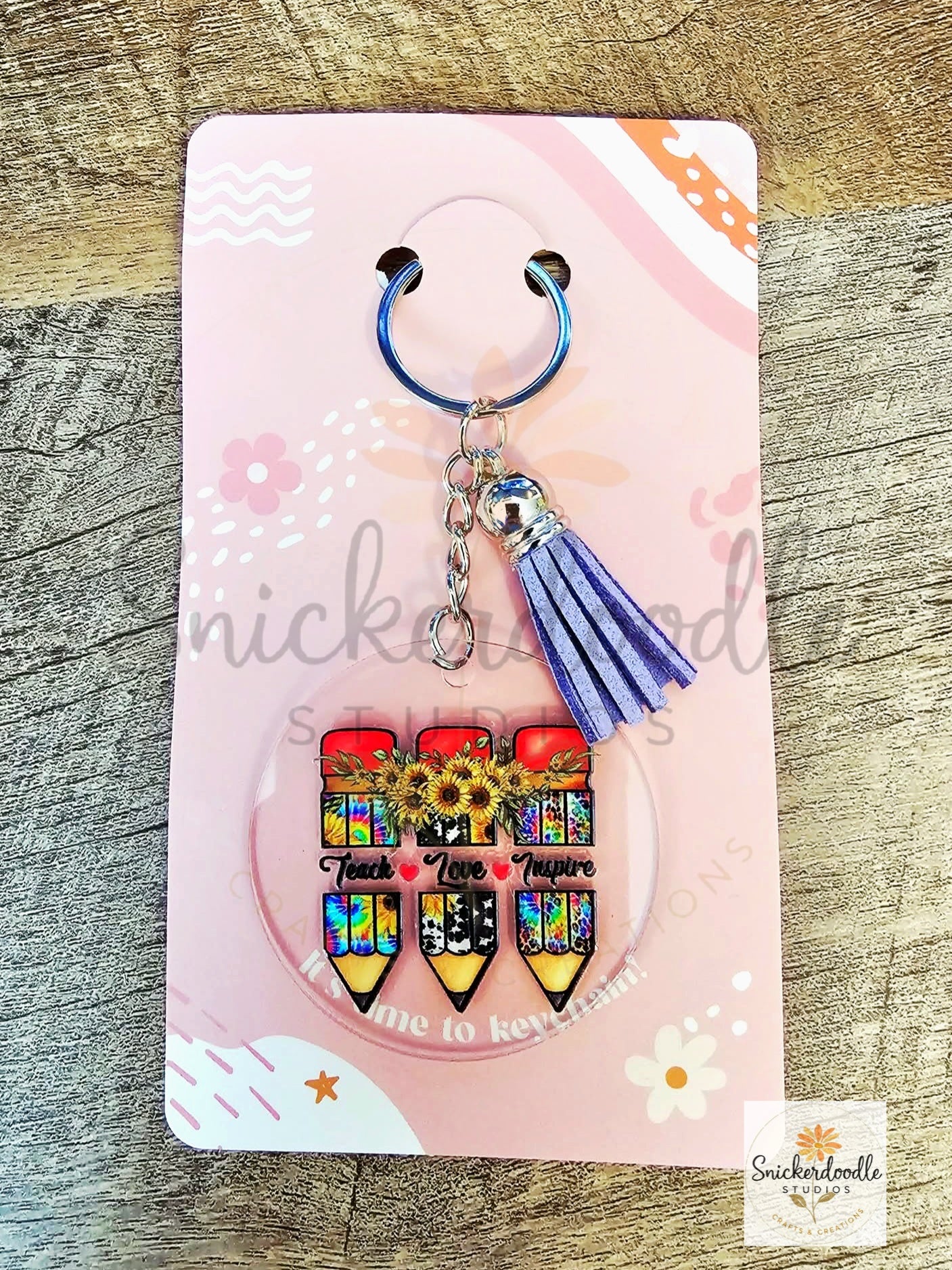Teach Love Inspire Sunflower Acrylic Keychain
