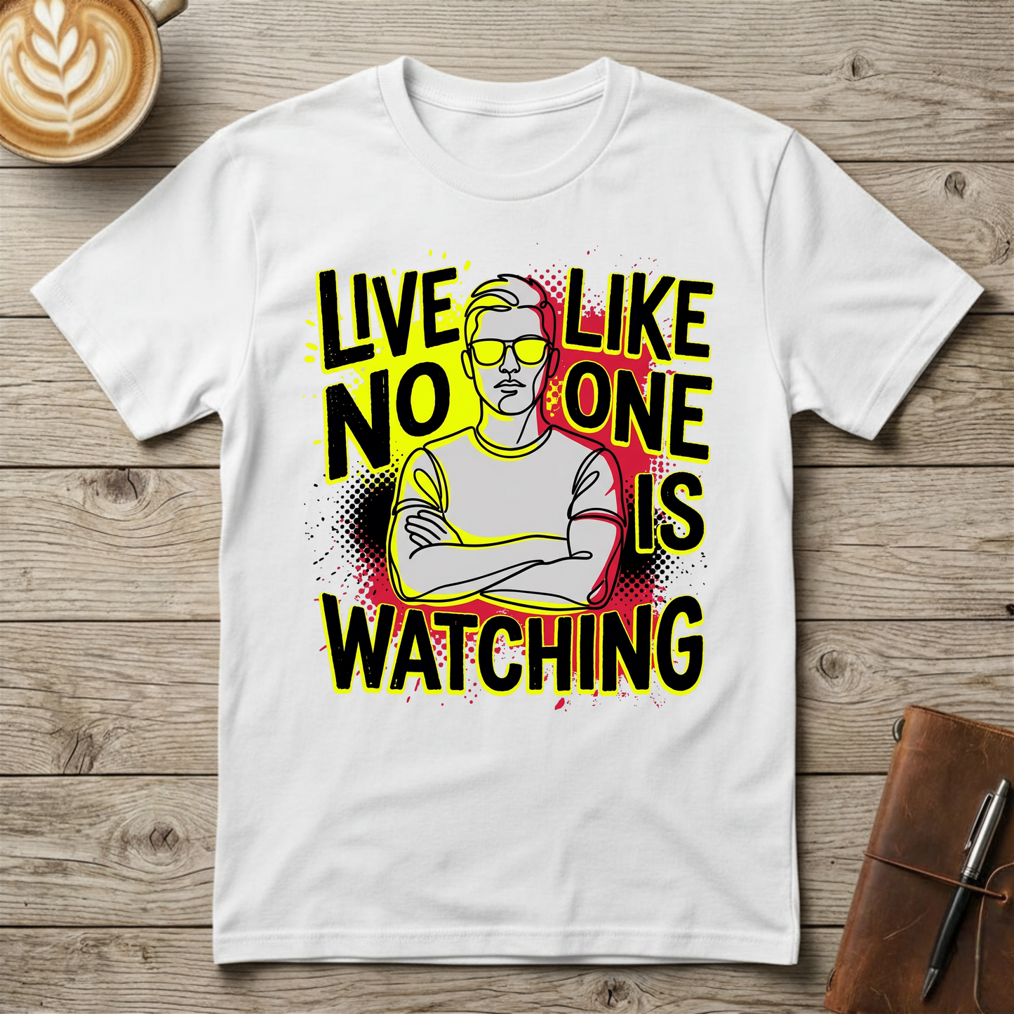Bold Retro "Live Like No One Is Watching" Graphic T-Shirt