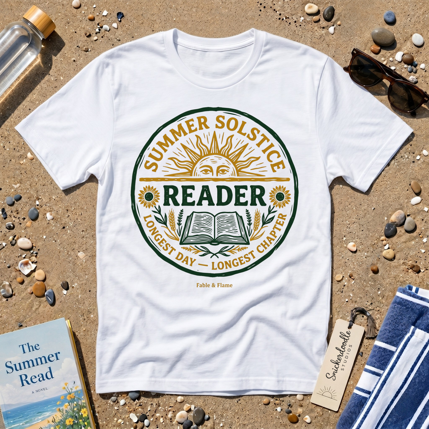 Rustic Summer Solstice Reader Graphic T‑Shirt