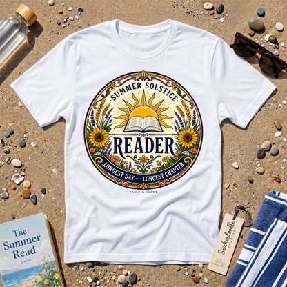 Summer Solstice Reader Wildflowers Graphic T‑Shirt