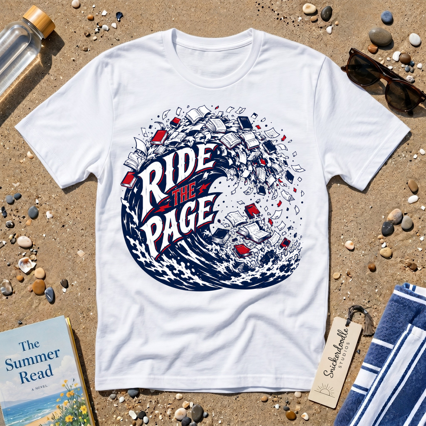 Ride the Page Literary Surf Wave Graphic Tee