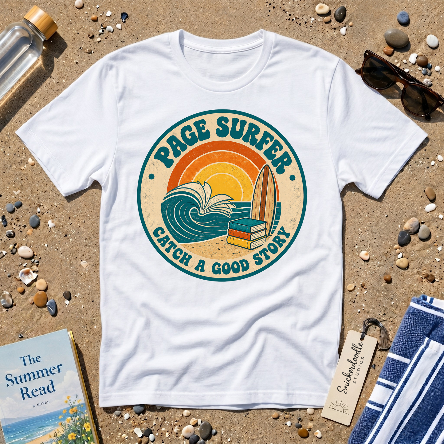 Retro Page Surfer: Catch a Good Story Graphic T-Shirt
