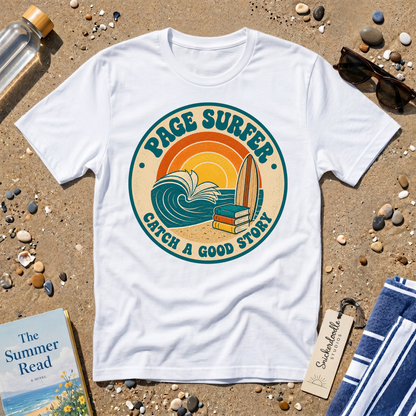 Retro Page Surfer: Catch a Good Story Graphic T-Shirt