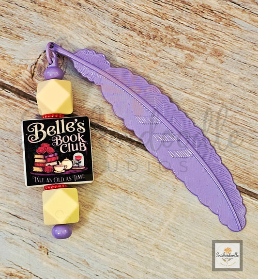 Belle's Book Club Metal Feather Bookmark
