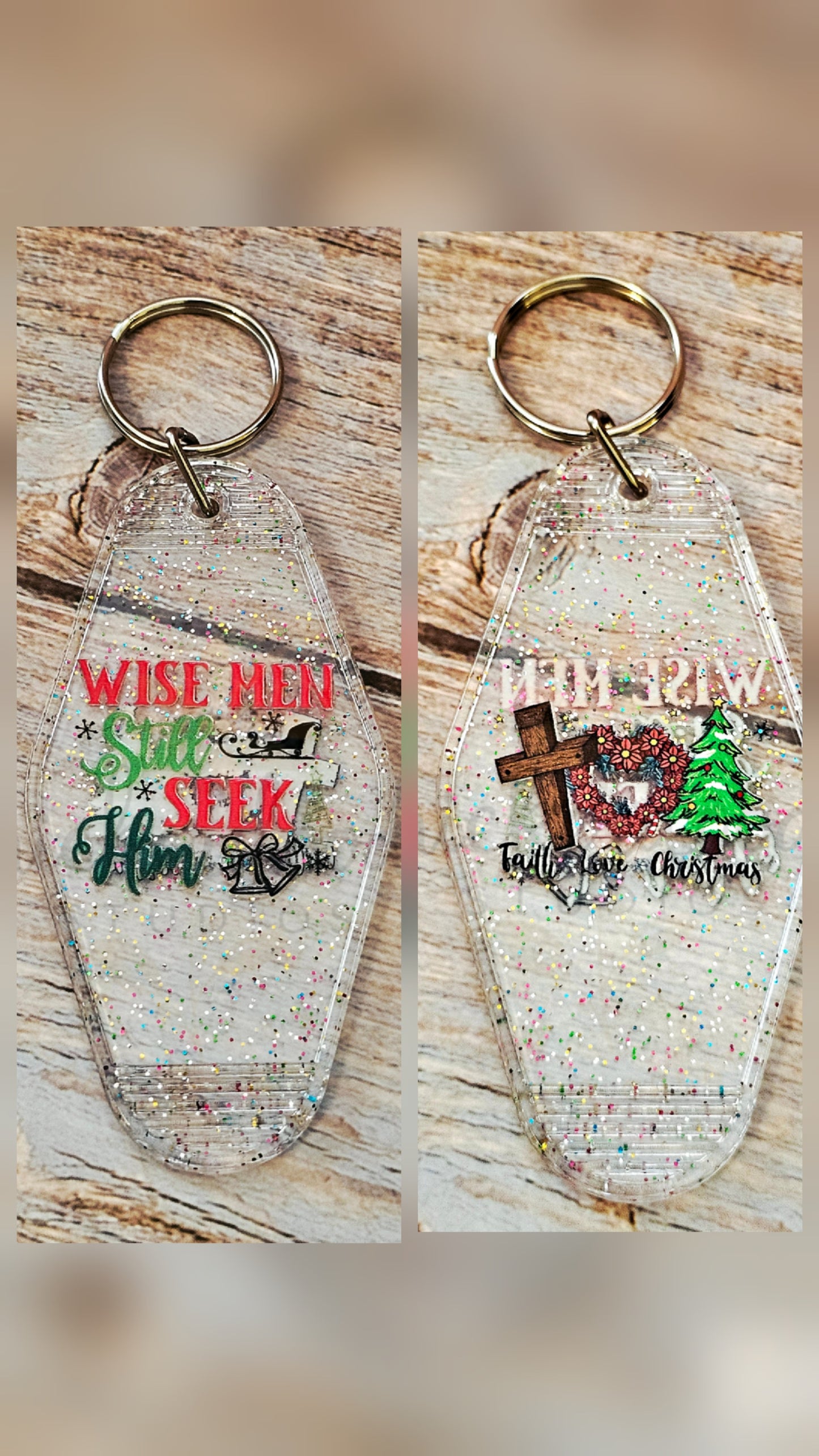 Christmas Phrases Motel Keychains