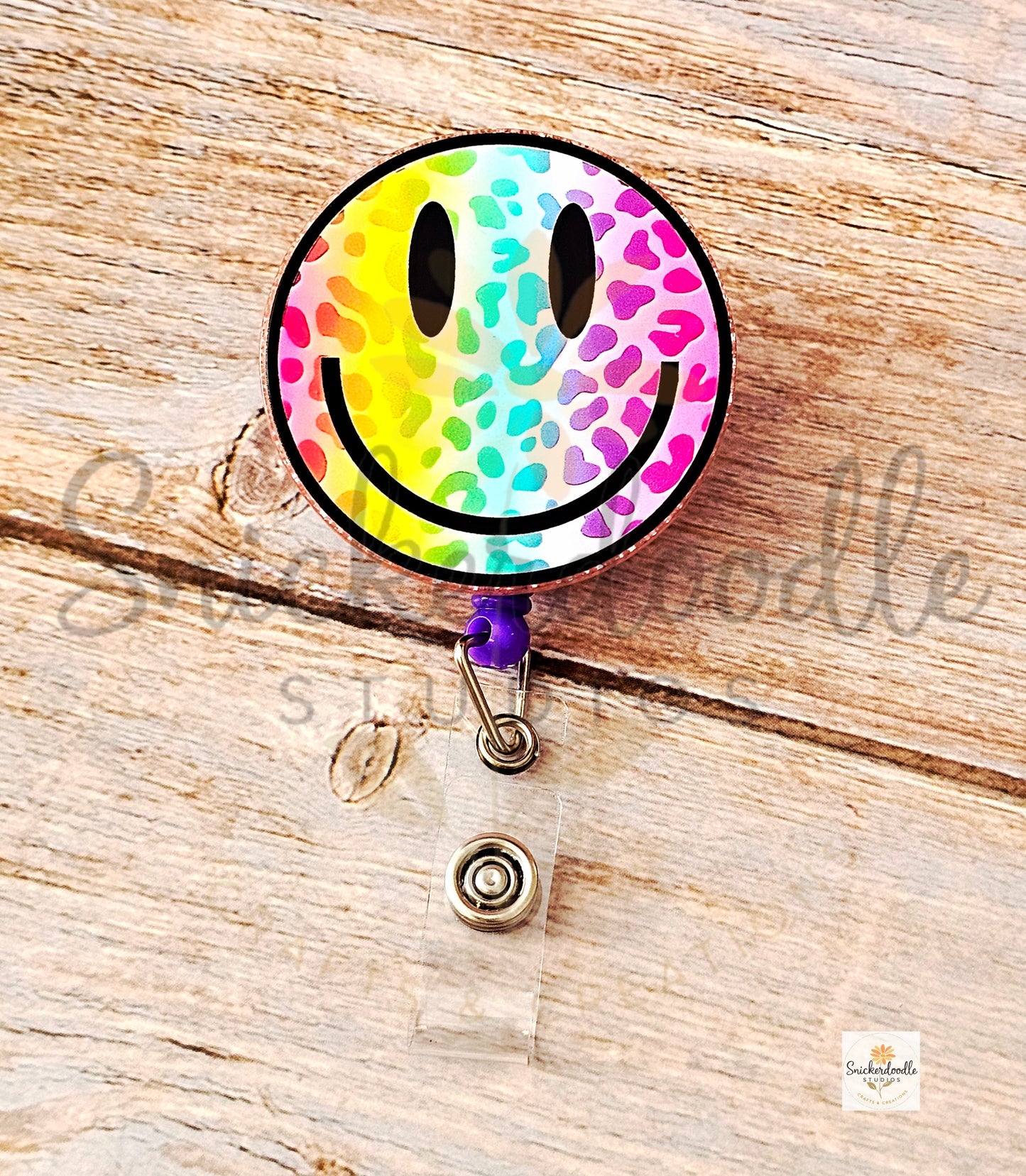 Leopard Smiley Badge Reel