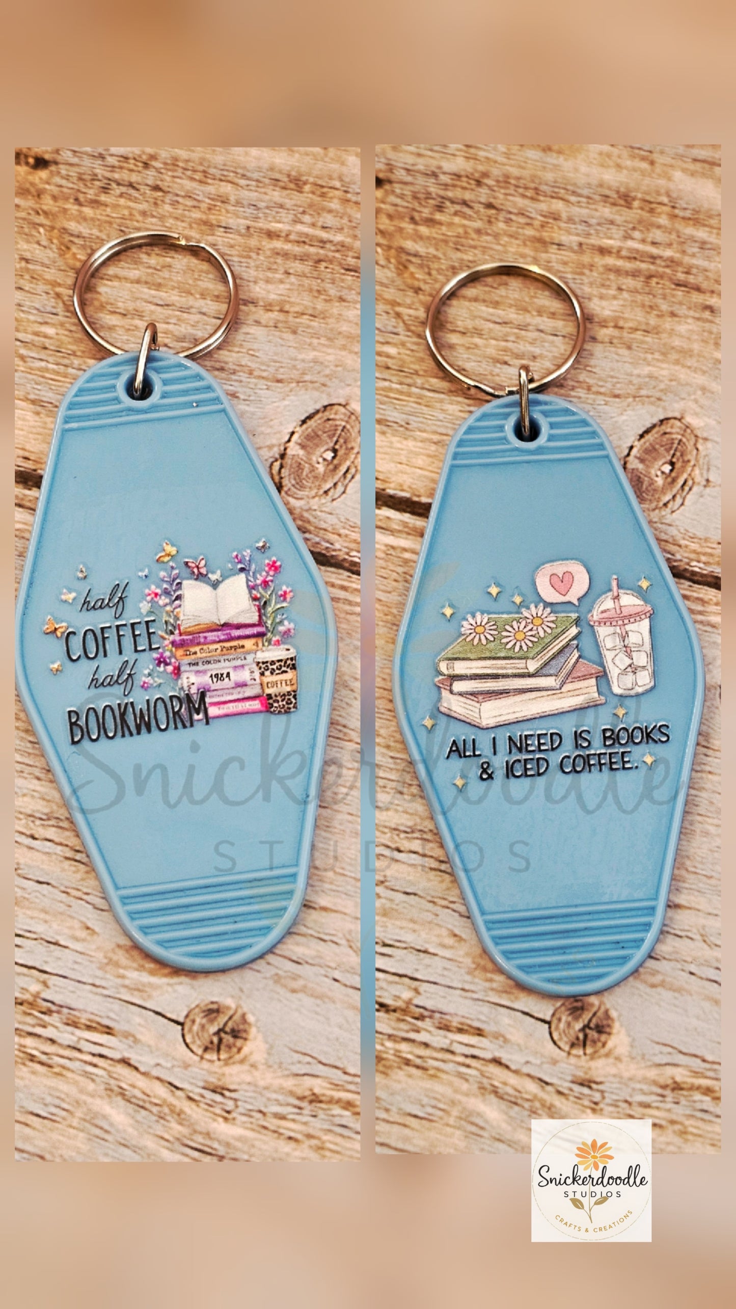 Books and Coffee Motel Keychain